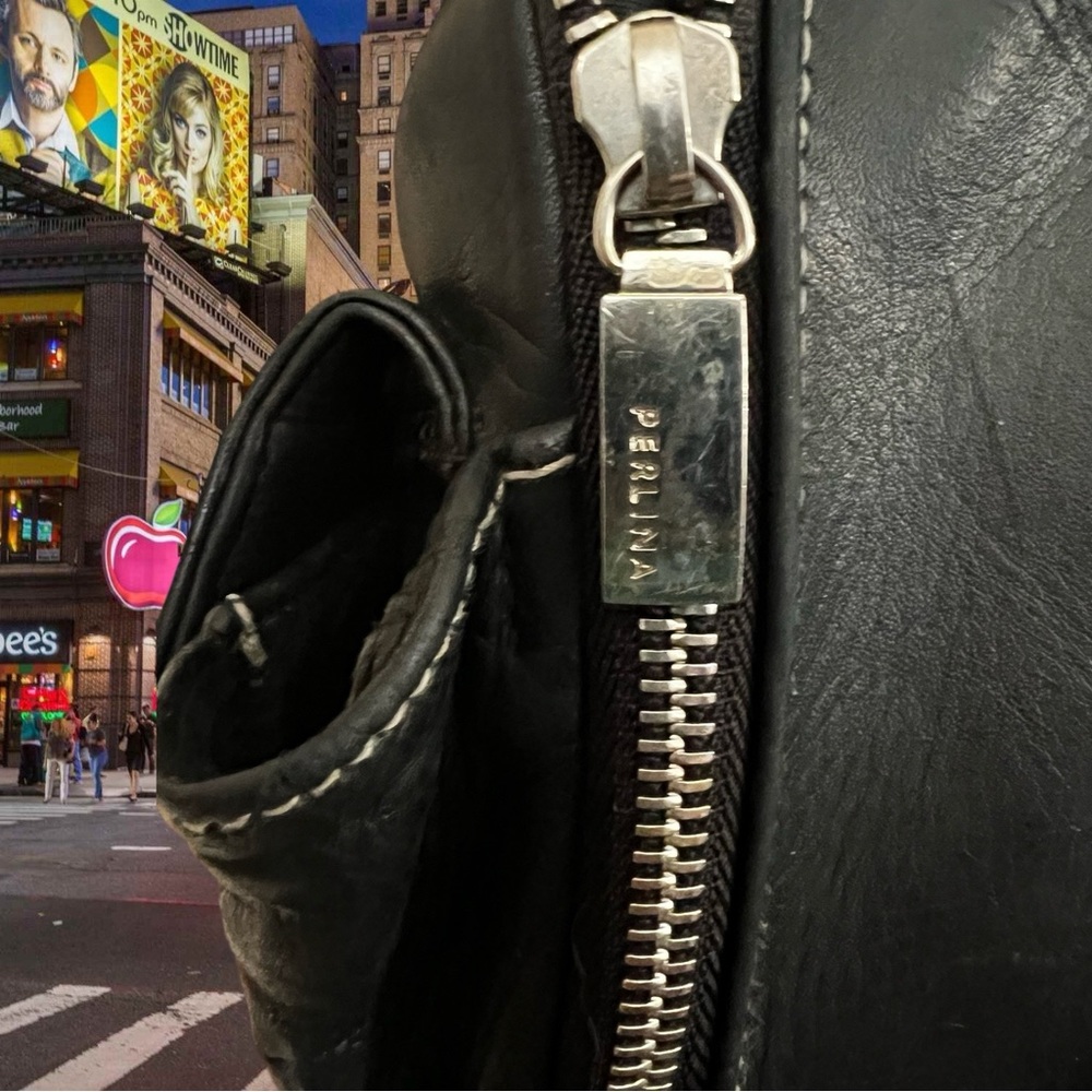 Great Perkins Basic Thick Black Leather Baguette … - image 2